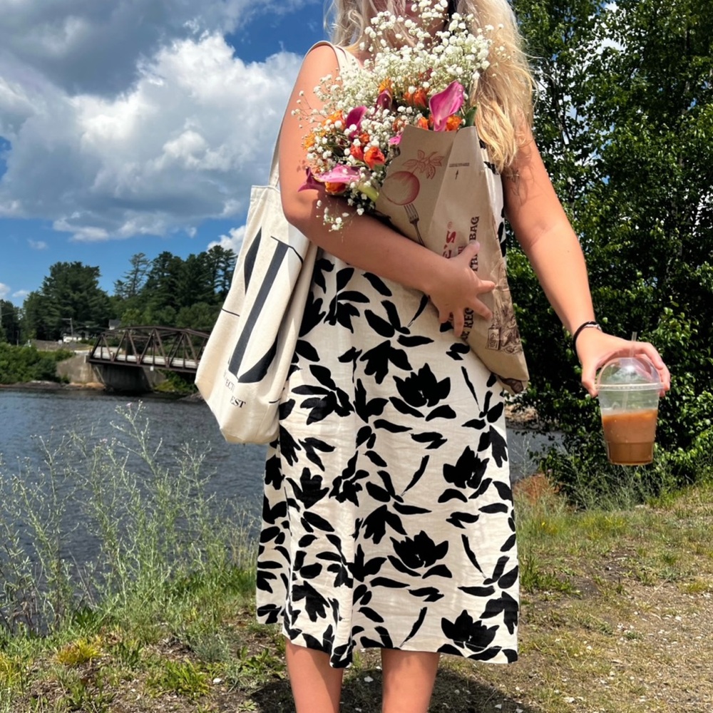 A New Day Black and White Halter Maxi Sundress